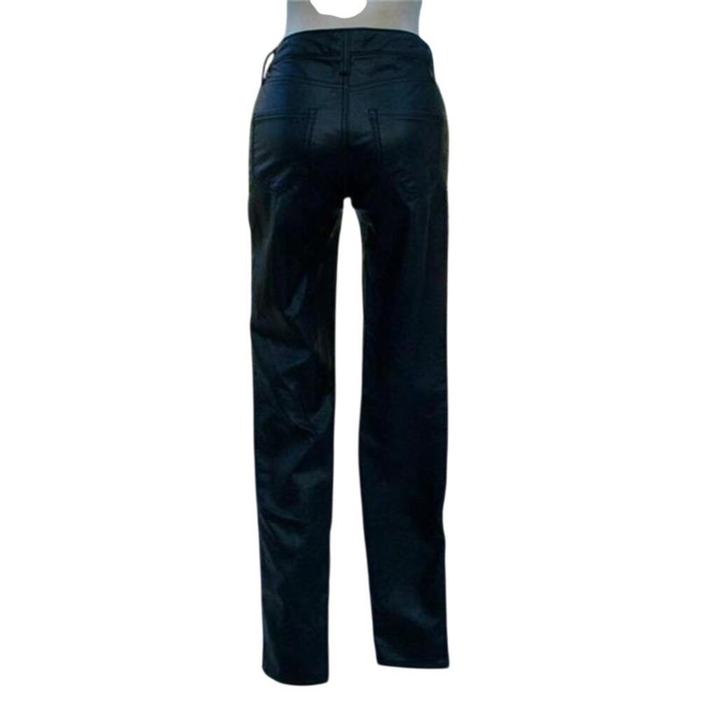 Cache Black Vegan Leather Lined Pant Jean Style New Stretch Faux $128 NWT